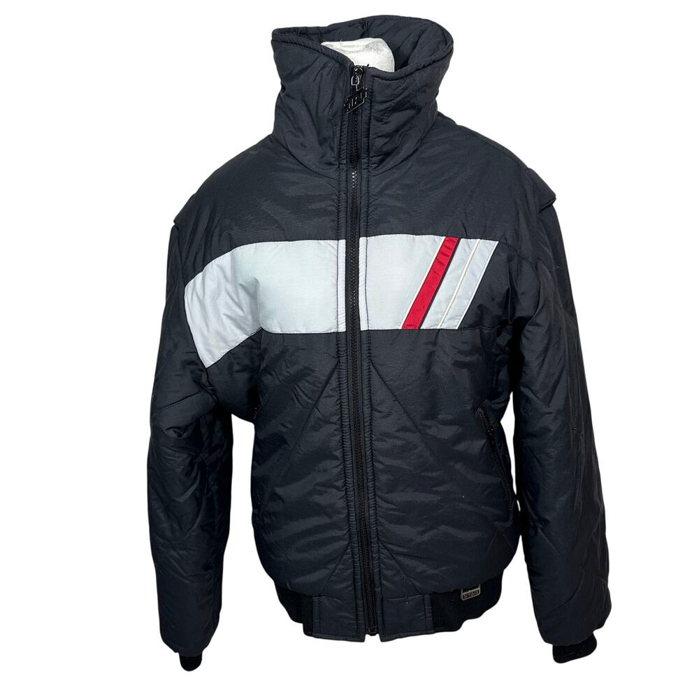 Vintage White Stag Ski‎ Puffer Jacket Mens M Black Colorblock Retro Unisex